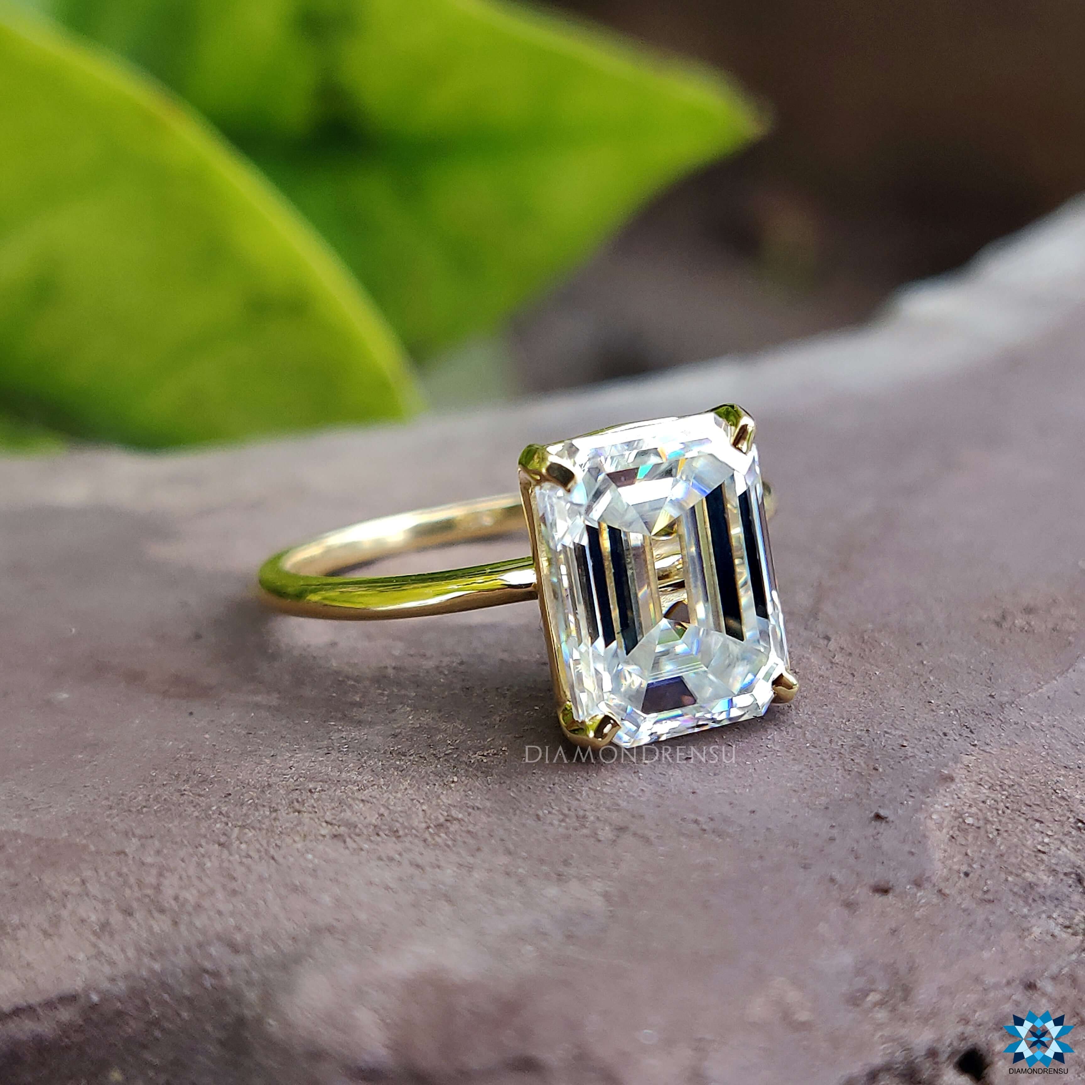 Gorgeous moissanite engagement ring​ featuring a classic 4 prong engagement ring setting.
