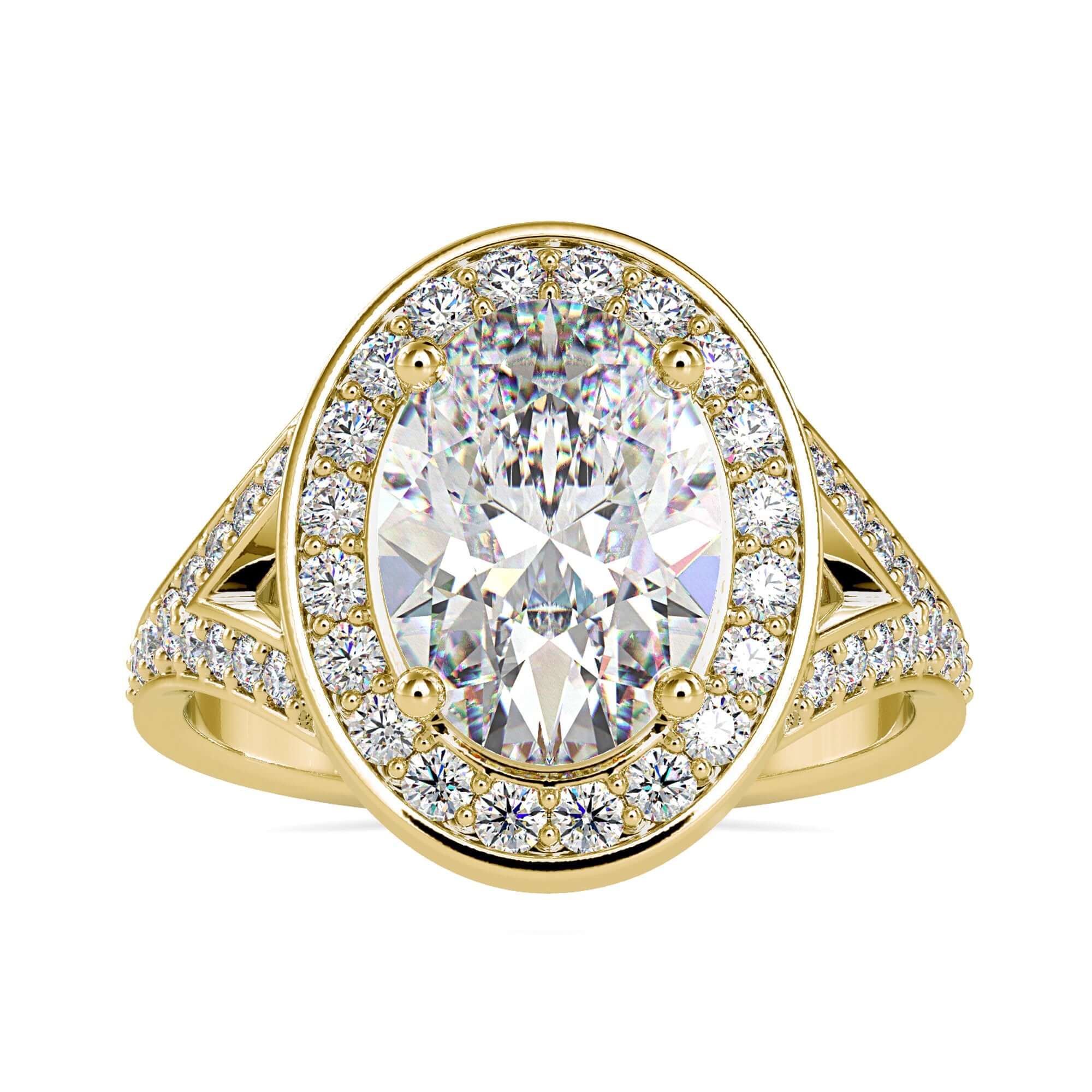 Engagement ring with pave featuring a 2 ct oval diamond, DiamondRensu design
