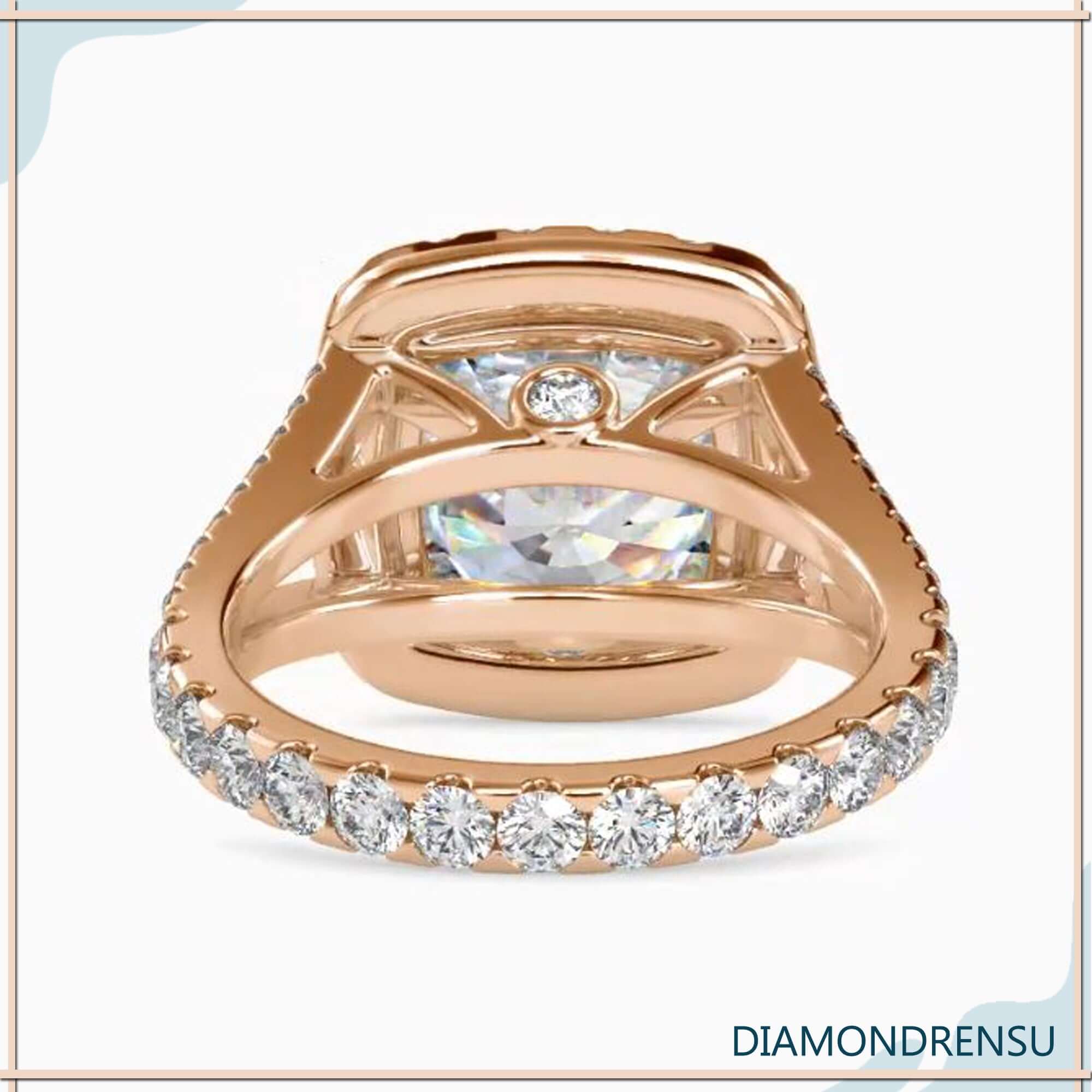 Diamondrensu Engagement Ring – Cushion Cut Halo Style.