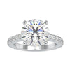 Round diamond engagement ring with a cathedral setting and 2 carat round diamond.
