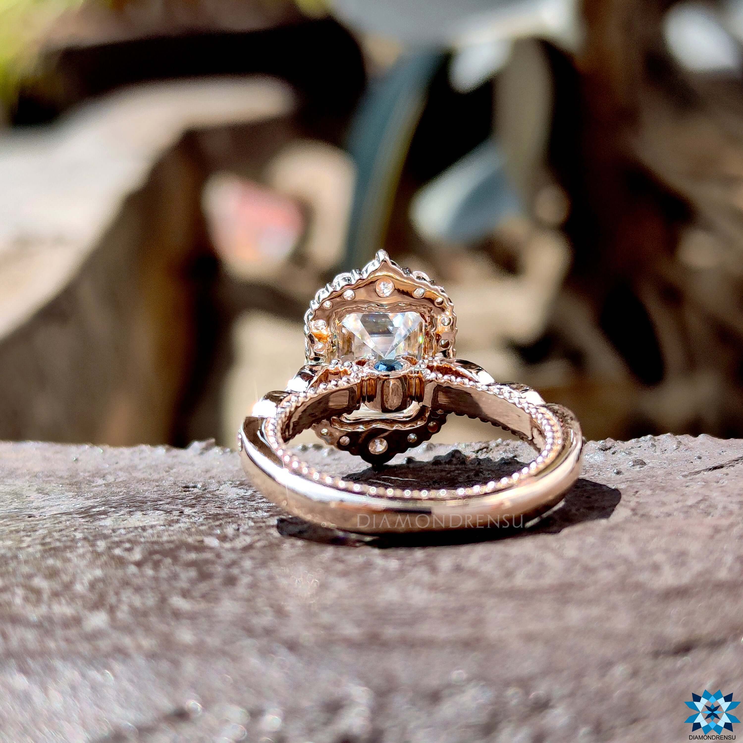 Sparkling moissanite halo engagement ring with a captivating halo setting, perfect for adding shine to any engagement.
