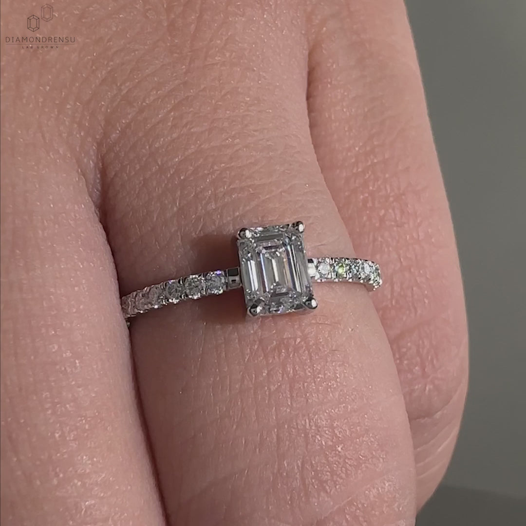 0.51 CT Emerald Cut Lab Grown Diamond Engagement Ring for Women