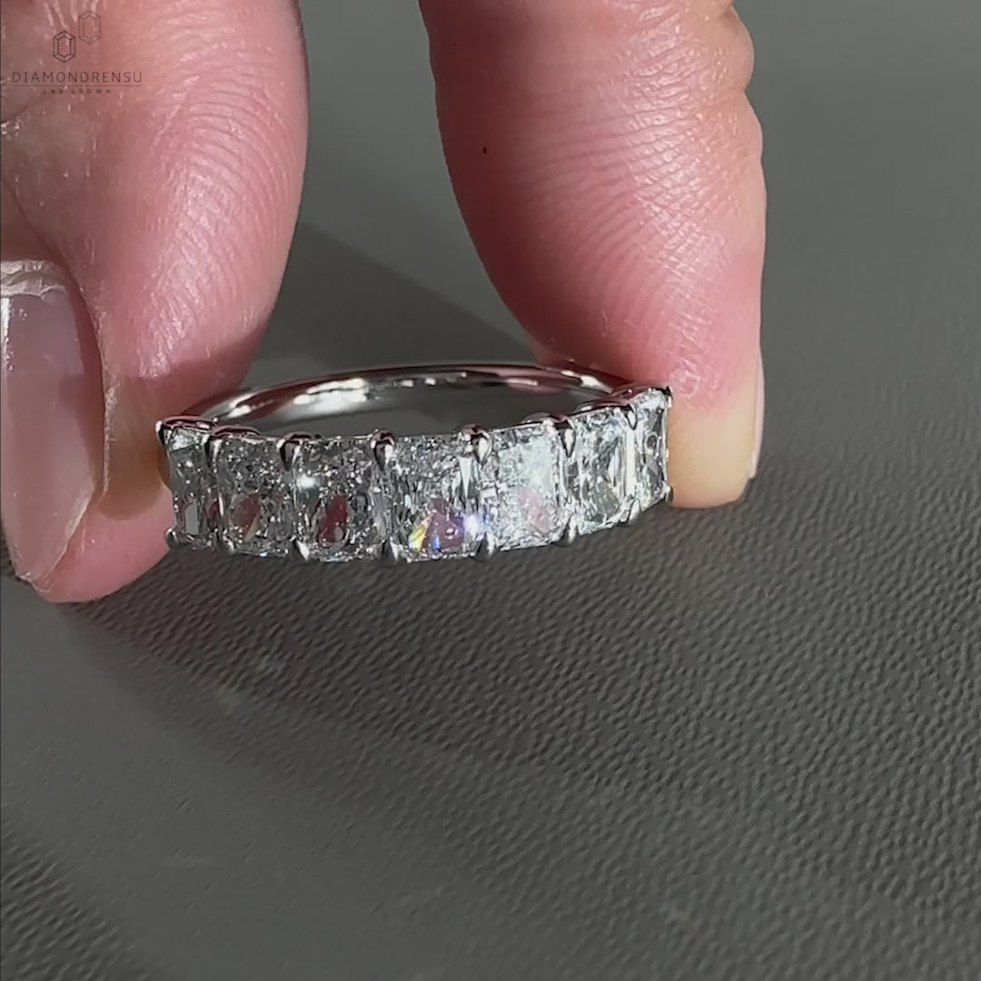 Radiant Cut Lab Created Diamond Eternity Wedding Band