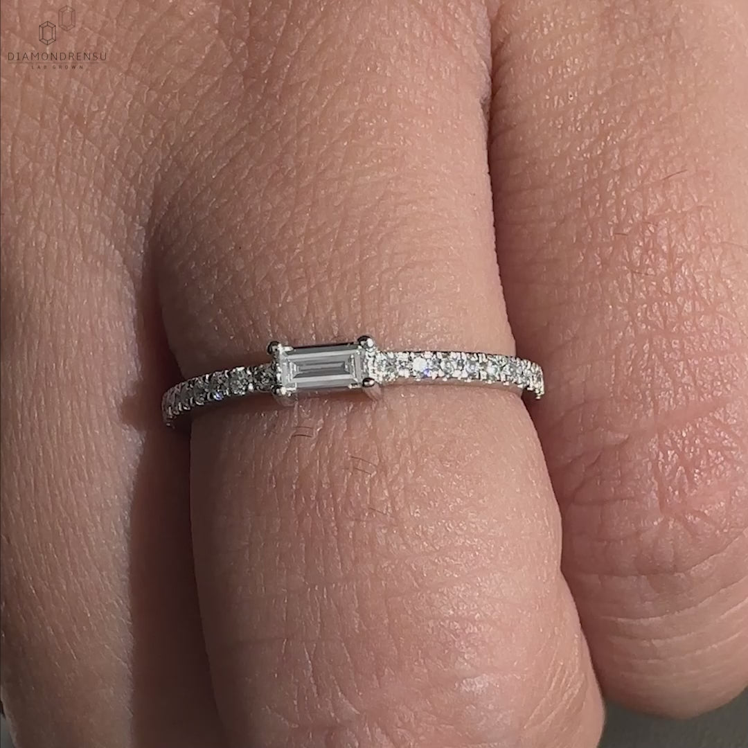 Baguette Cut EF/VS Lab Grown Diamond Minimalist Wedding Band