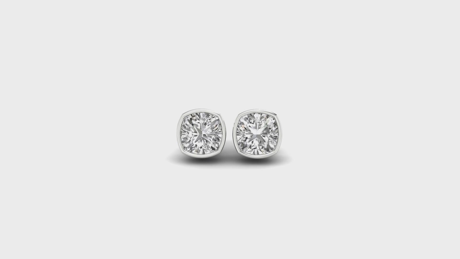 1.58 TCW Cushion Cut Bezel Set Screw Back Moissanite Stud Earrings