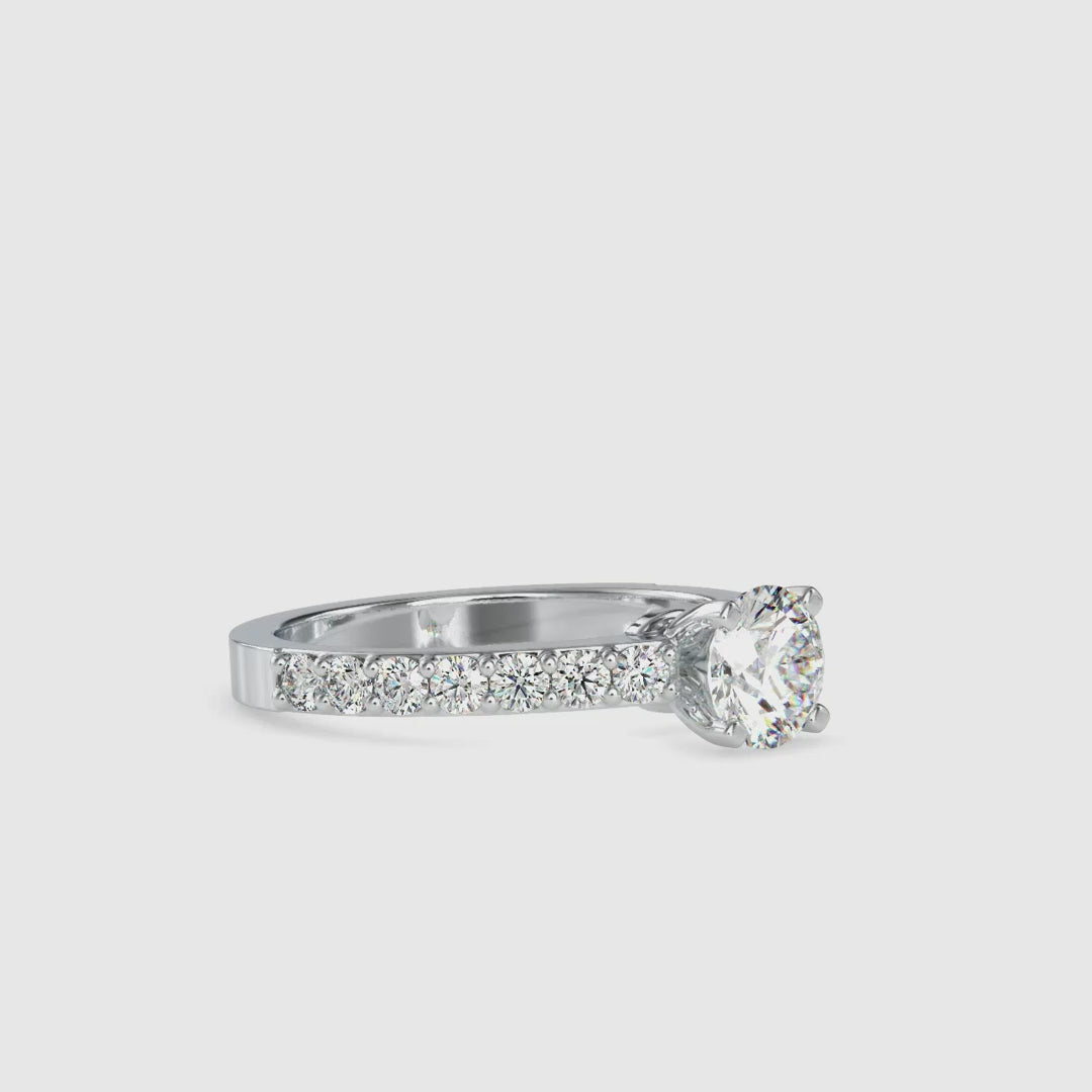 Pave Engagement Ring With Round Diamond