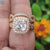 3.01 TCW Cushion Cut Double Halo Cross Over Wedding Ring Set