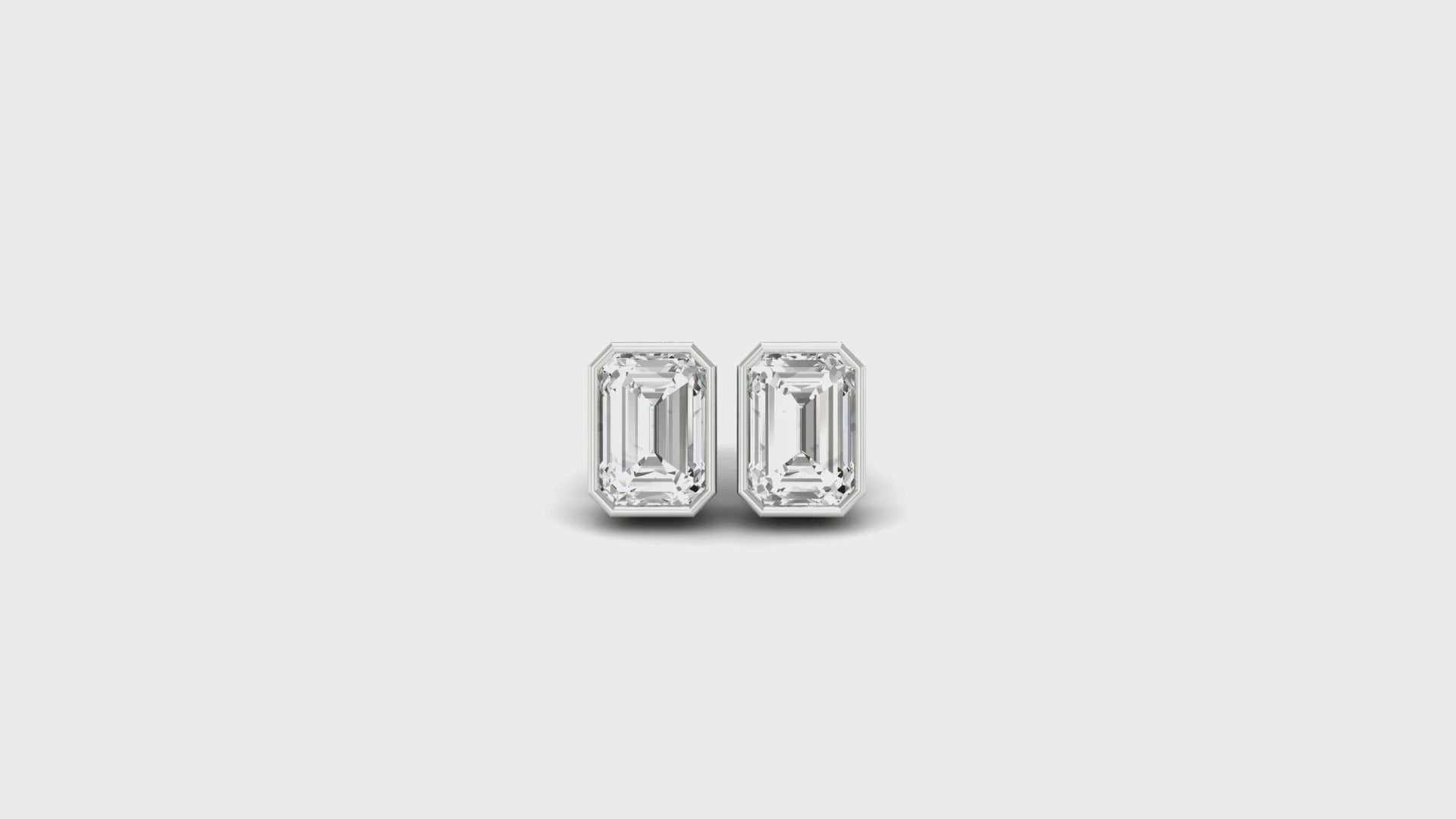 1.54 TW Emerald Step Cut Lovely Bezel Set Moissanite Stud Earrings