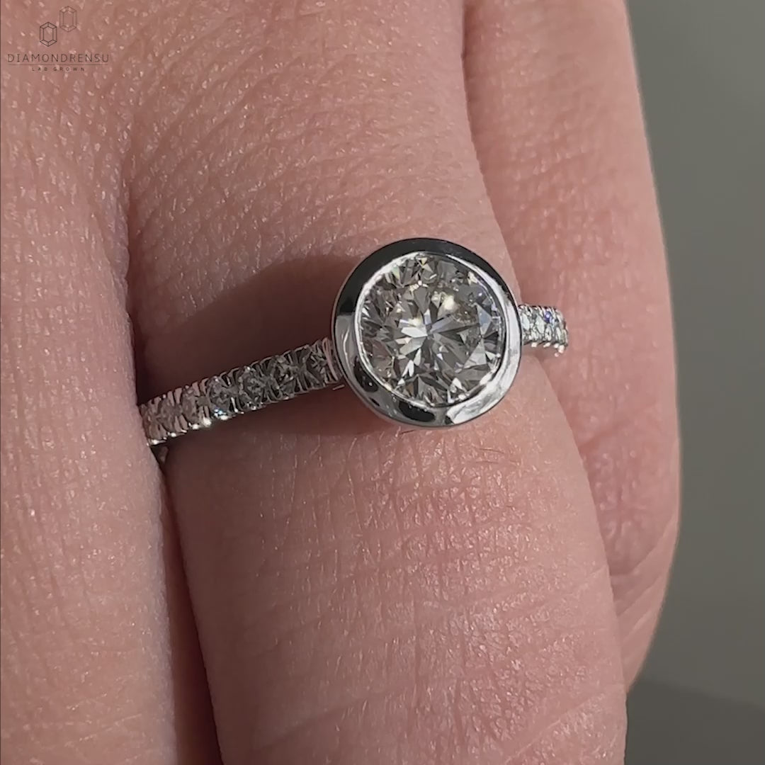 Round Cut Bezel Set Lab Grown Diamond Ring