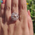 6.45 DEW Oval Rose Cut Cluster Halo With Round Rose Cut Vintage Engagement Ring