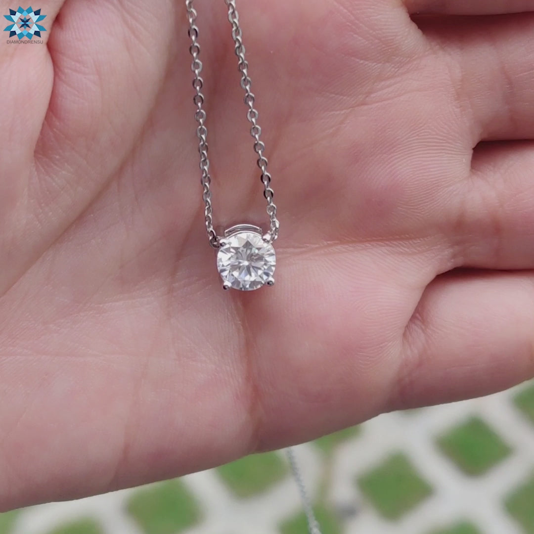 Scroll Basket Set 1.16 CT Round Moissanite Diamond Solitaire Pendant