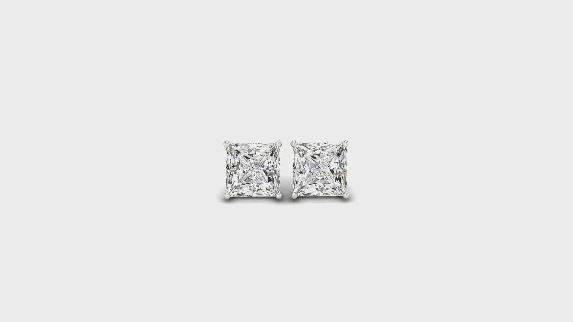 2.98 TCW Princess Cut Colorless Moissanite Stud Earrings, Wedding Earrings