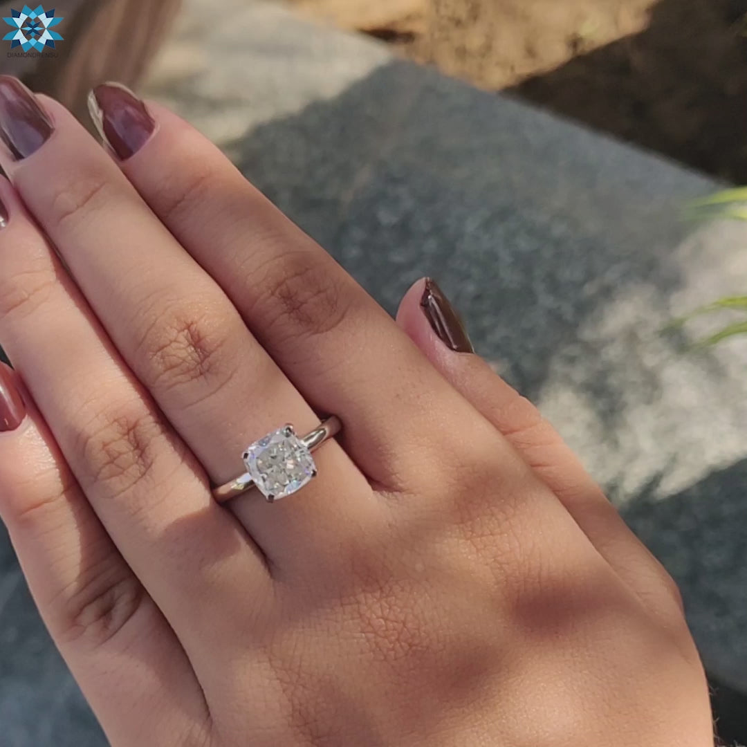 Cushion Cut Moissanite Engagement Ring with Classic Charm