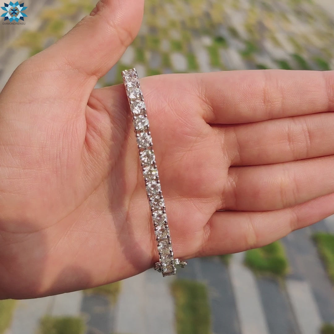 5.0 MM Round Brilliant Cut Colorless Moissanite Modern Tennis Bracelet