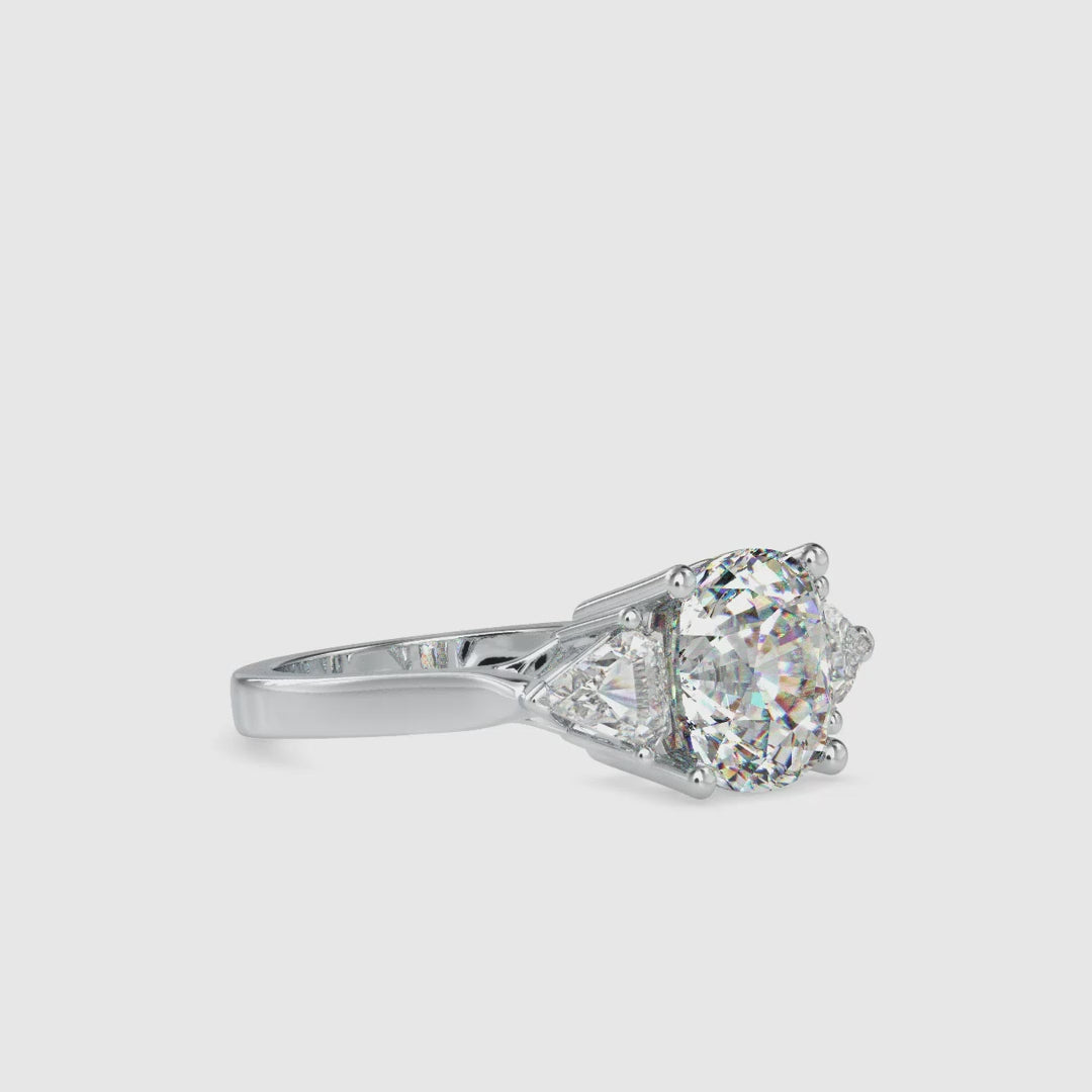 Delicate 5.48 TCW Cushion Moissanite with Kite Cut Three Stones Engagement Ring