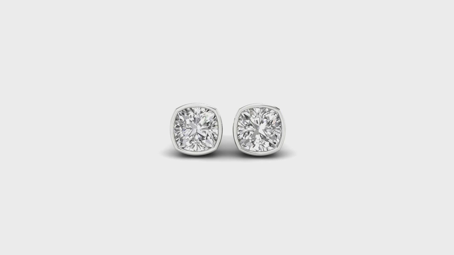 1.85 TW Cushion Cut Lovely Bezel Set Moissanite Earrings Screw Back