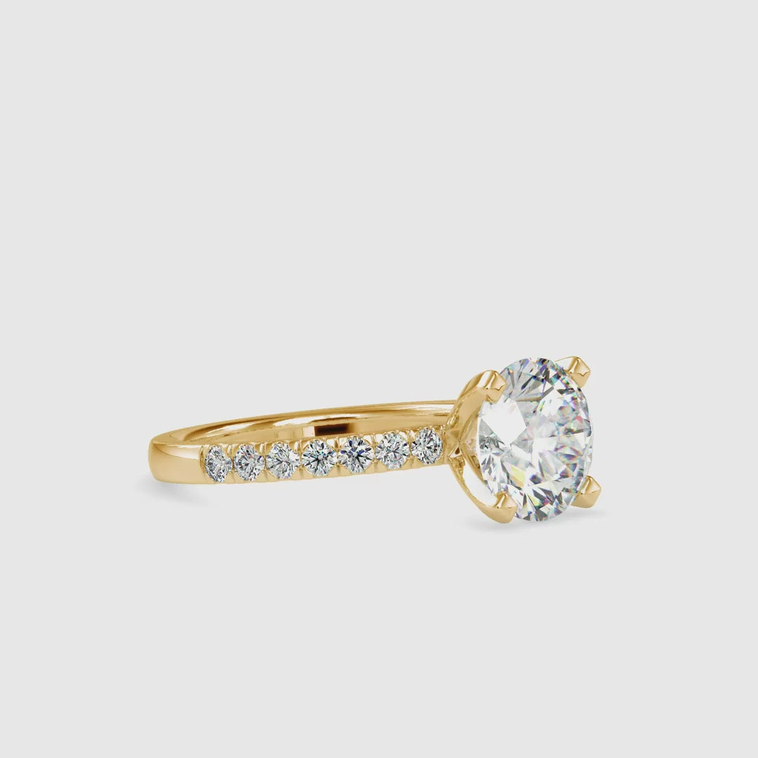 Round Brilliant Cut Diamond Ring With Elegant Pave Setting