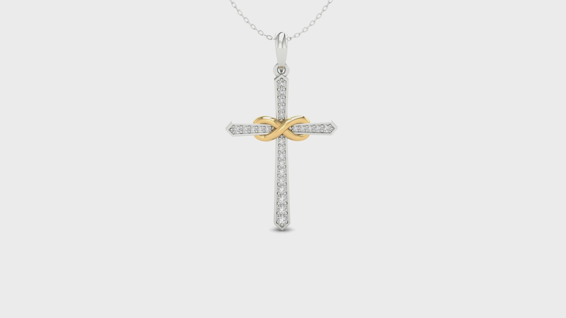 0.12 TCW Round Cut Infinity Style Delicate Cross Wedding Pendant Set