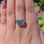 5.13 CT Cushion Cut Moissanite Engagement Ring, Cyan Blue Solitaire Moissanite Ring