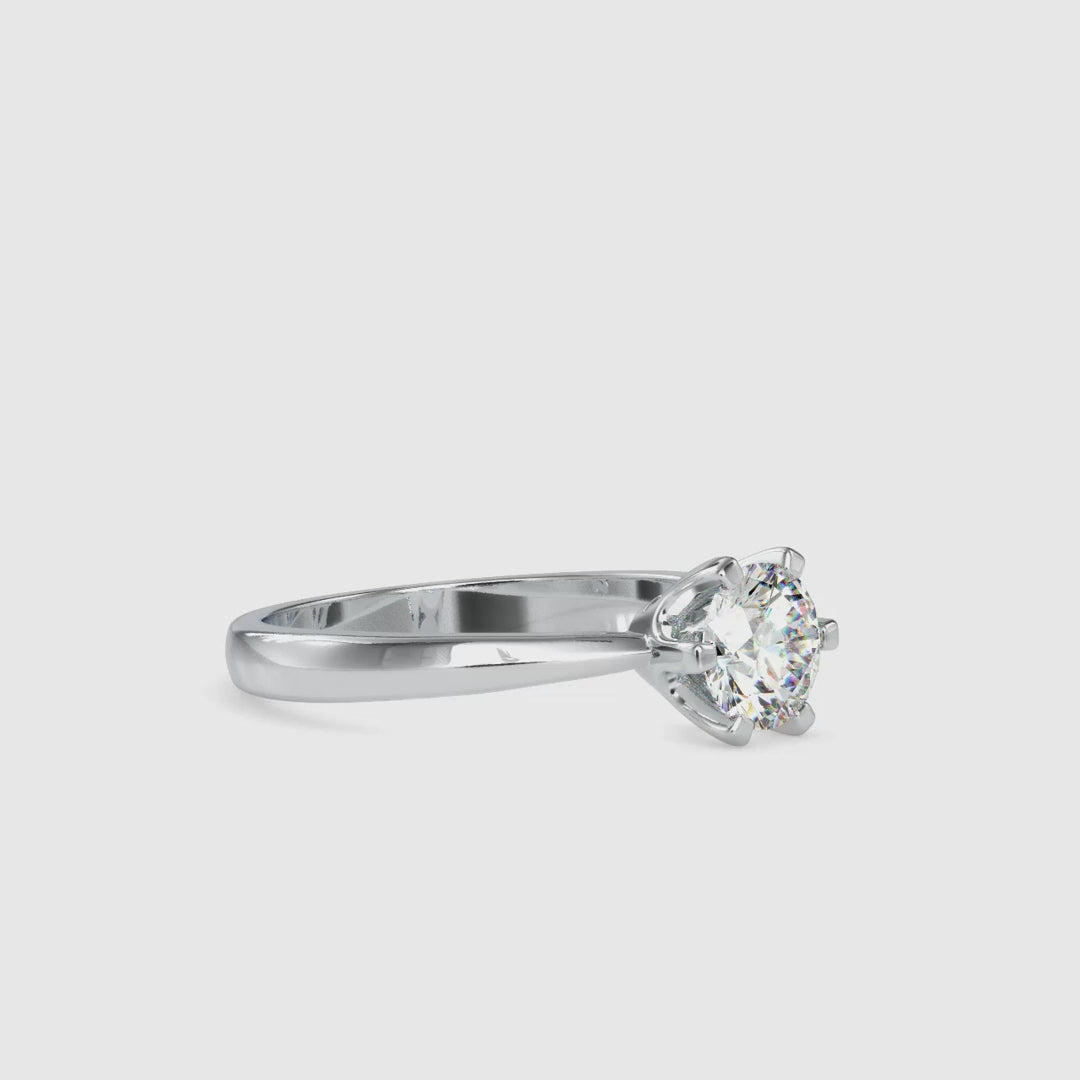 0.92 CT Round Brilliant Cut Tapered Shank Six Prong Solitaire Engagement Ring