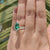 Bridal Set, 4.79 TCW Pear Cut Green Moissanite Engagement Ring with Matching Wedding Band