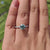 1.25 CT Round Brilliant Cut Cyan Blue Moissanite Ring, Pave Engagement Ring