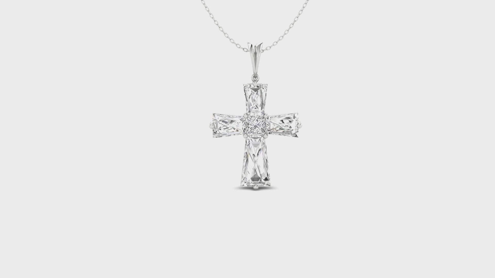 1.29 TCW Princess and Tapered Baguette Moissanite Cross Cross Wedding Pendant