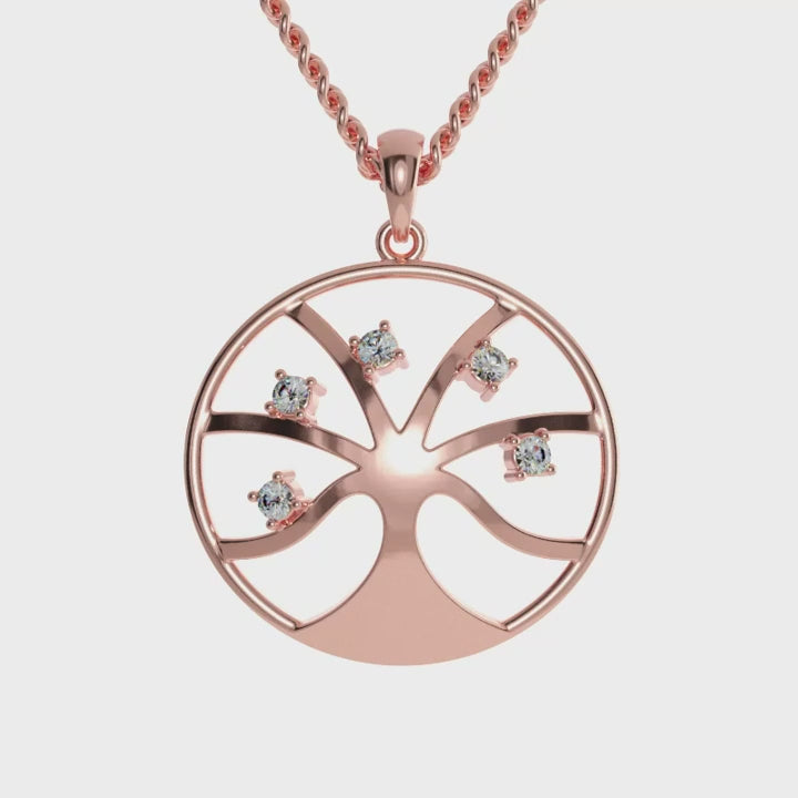 0.15 TCW Round Moissanite Wedding Pendant, Tree Life Pendant