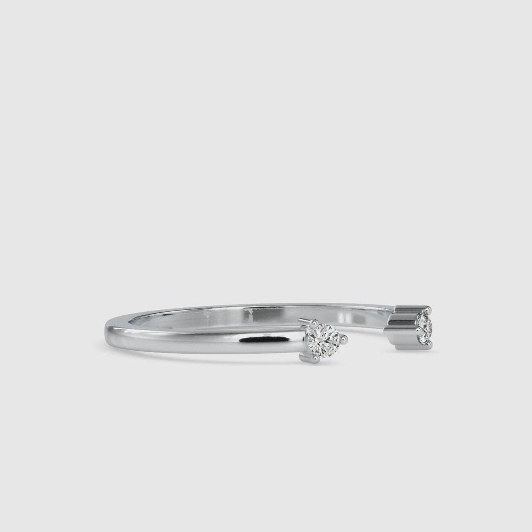 Open Cuff Ring, 0.07 TW Round Moissanite Unique Wedding Band