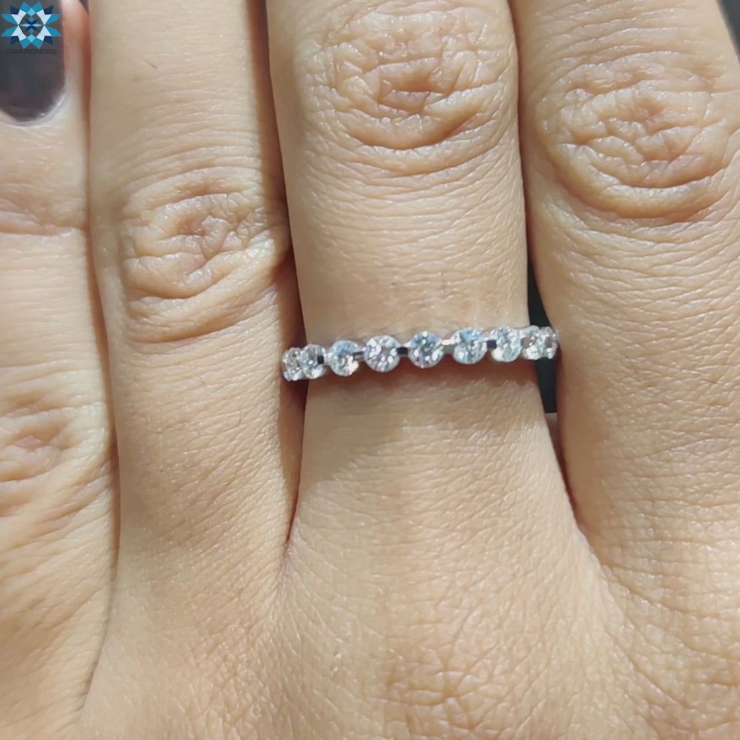 Round Diamond Wedding Band - Brilliant Cut Moissanite