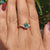 2.34 TW Pear Cyan Blue and Triangle Cut Three Stone Moissanite Engagement Ring