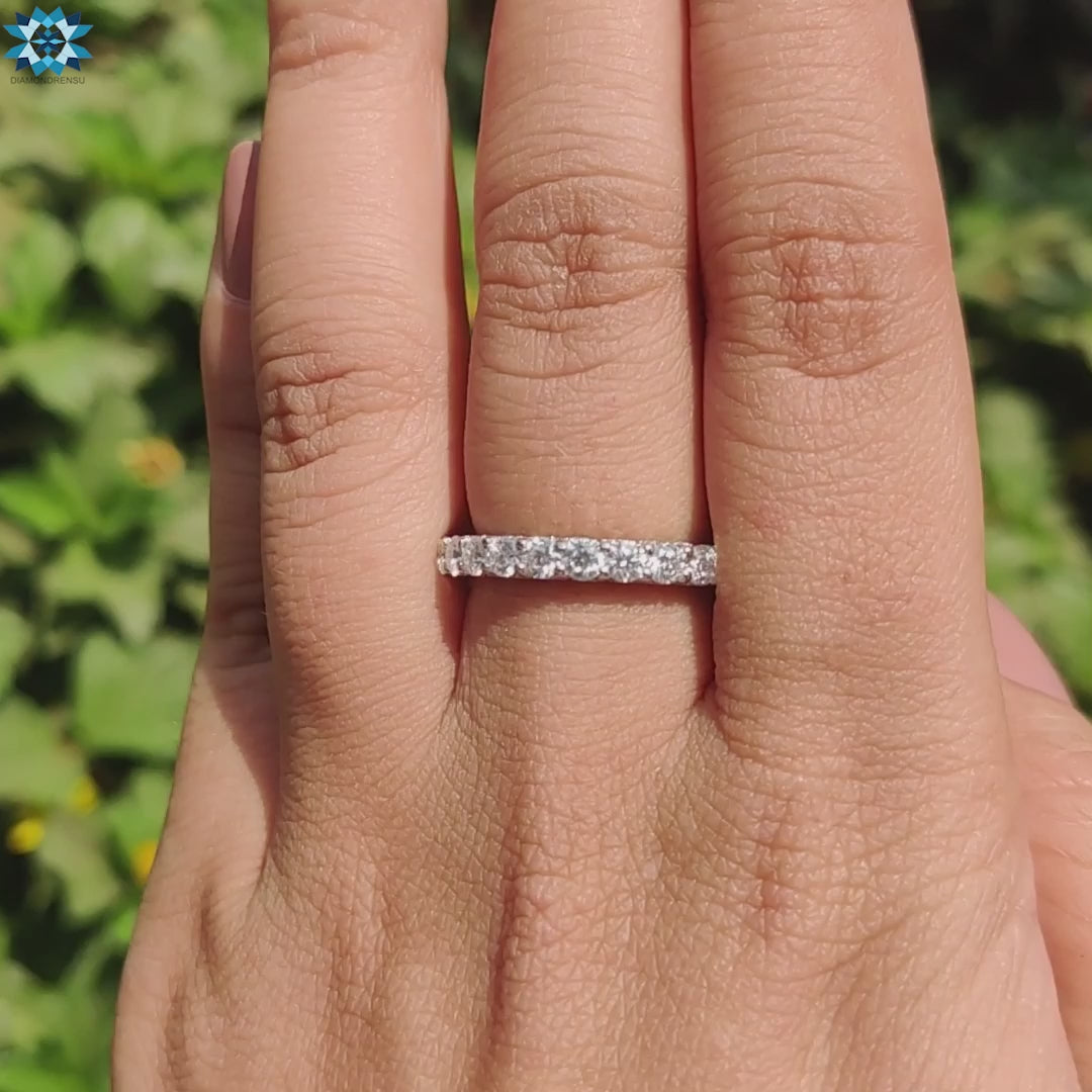 Hidden Trellis Pave Set 1.90 TW Round Cut Moissanite 3/4th Eternity Wedding Band