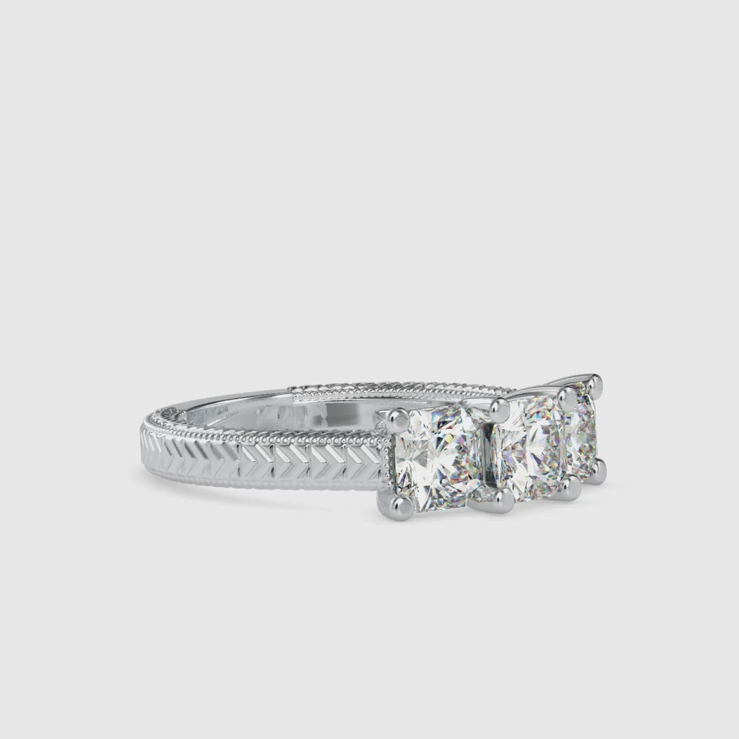 Three Stone Engagement Ring Diamond with Modern Design