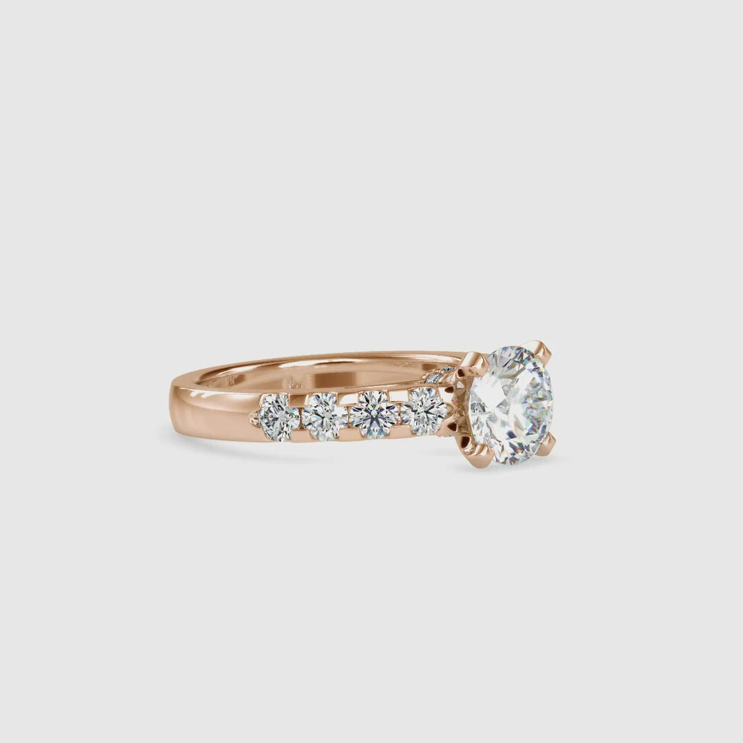 Round Brilliant Cut Diamond Ring with a Hidden Halo Setting