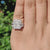 7.33 CT Radiant Cut and Trapezoid Three Stone Pave Engagement Ring