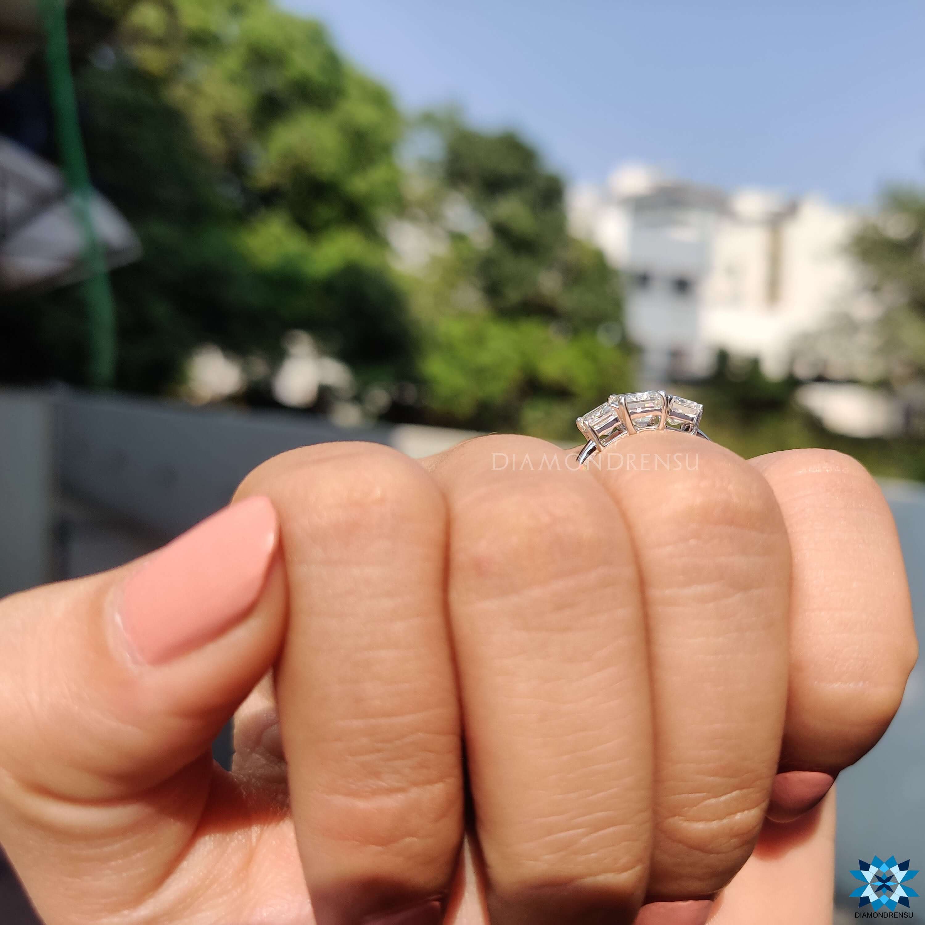 moissanite emerald cut engagement ring - diamondrensu