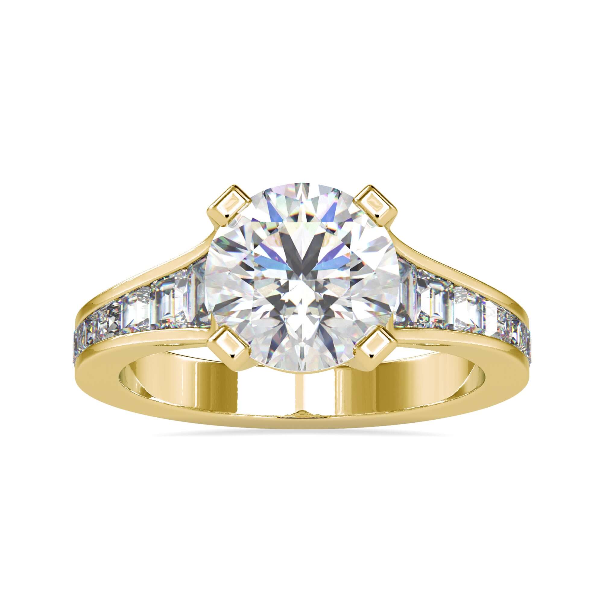 Beautiful pavé setting with a channel set round diamond for lasting shine.