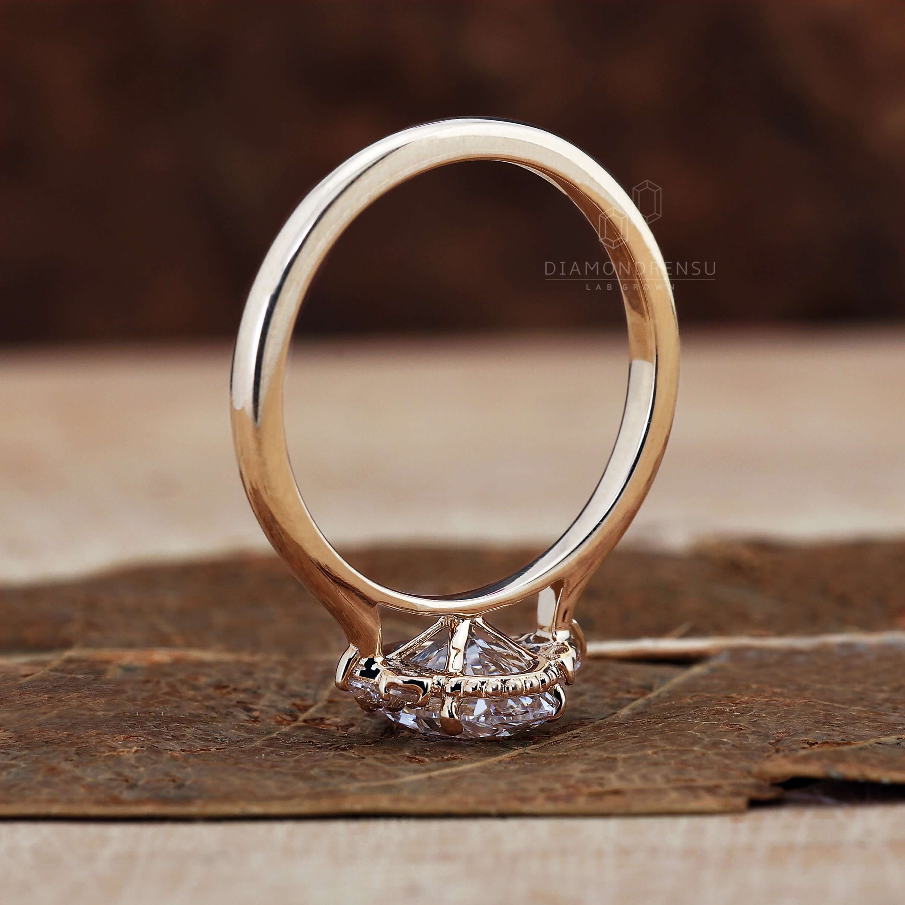 cathedral setting lab grown diamond ring