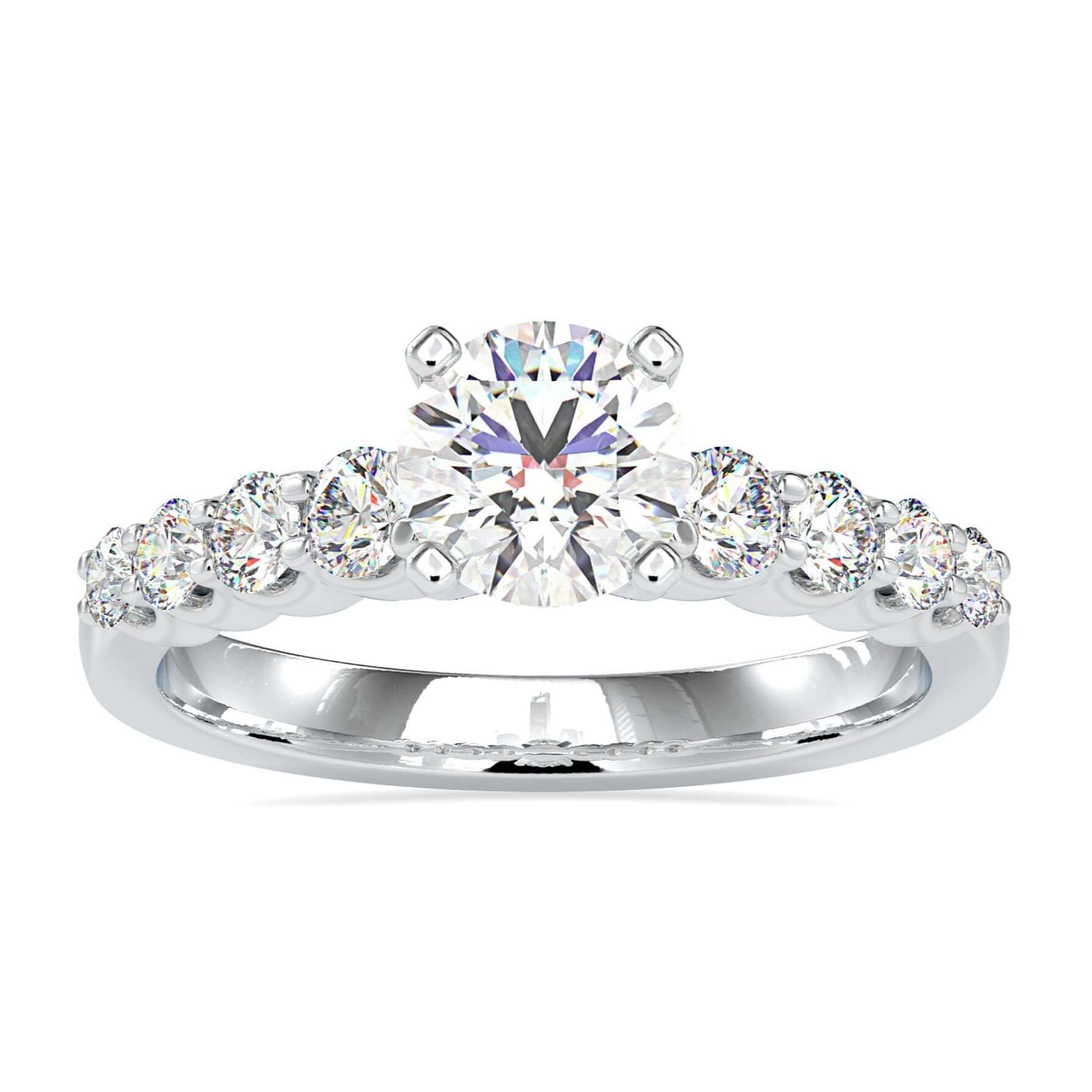 Round Engagement Ring With Pave featuring brilliant pave stones for extra sparkle.