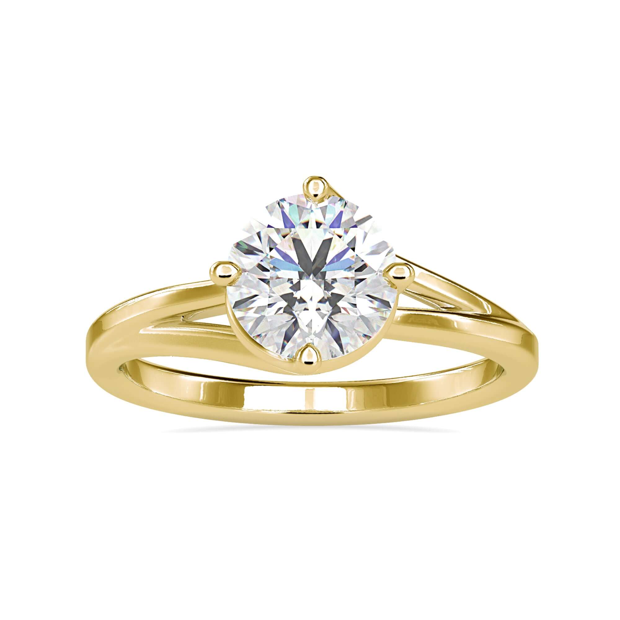 Solitaire ladies ring with a bypass setting, perfect for engagements.