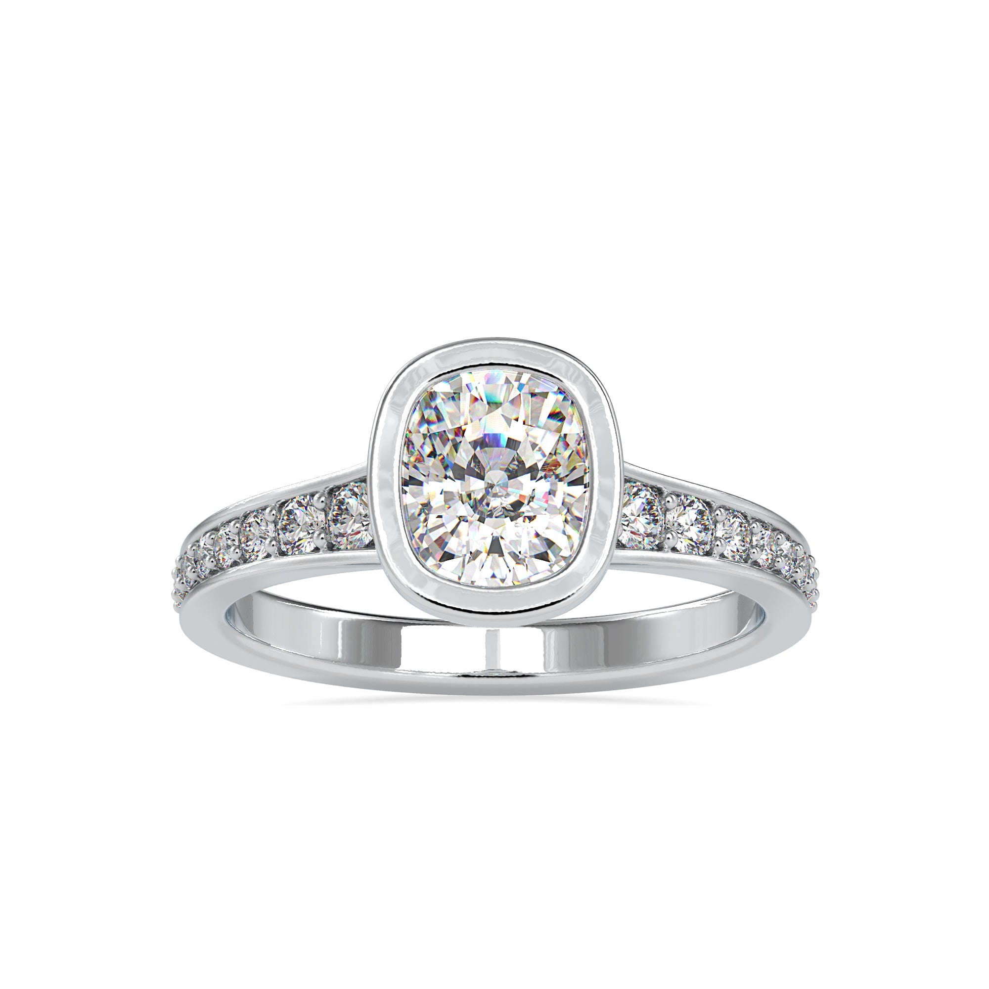 Pave diamond ring with a delicate, detailed ring
