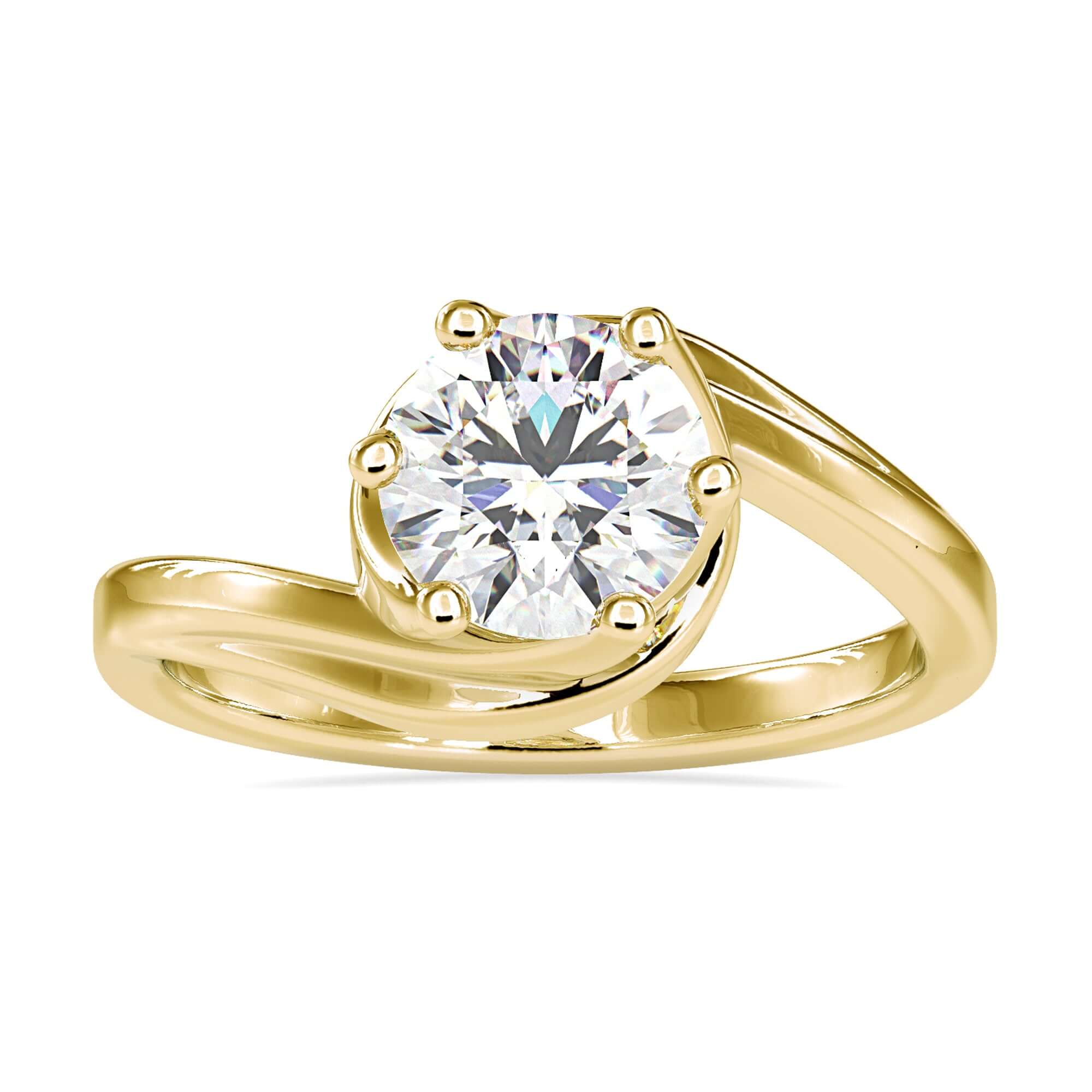 Elegant bypass ring featuring a single diamond for timeless beauty.