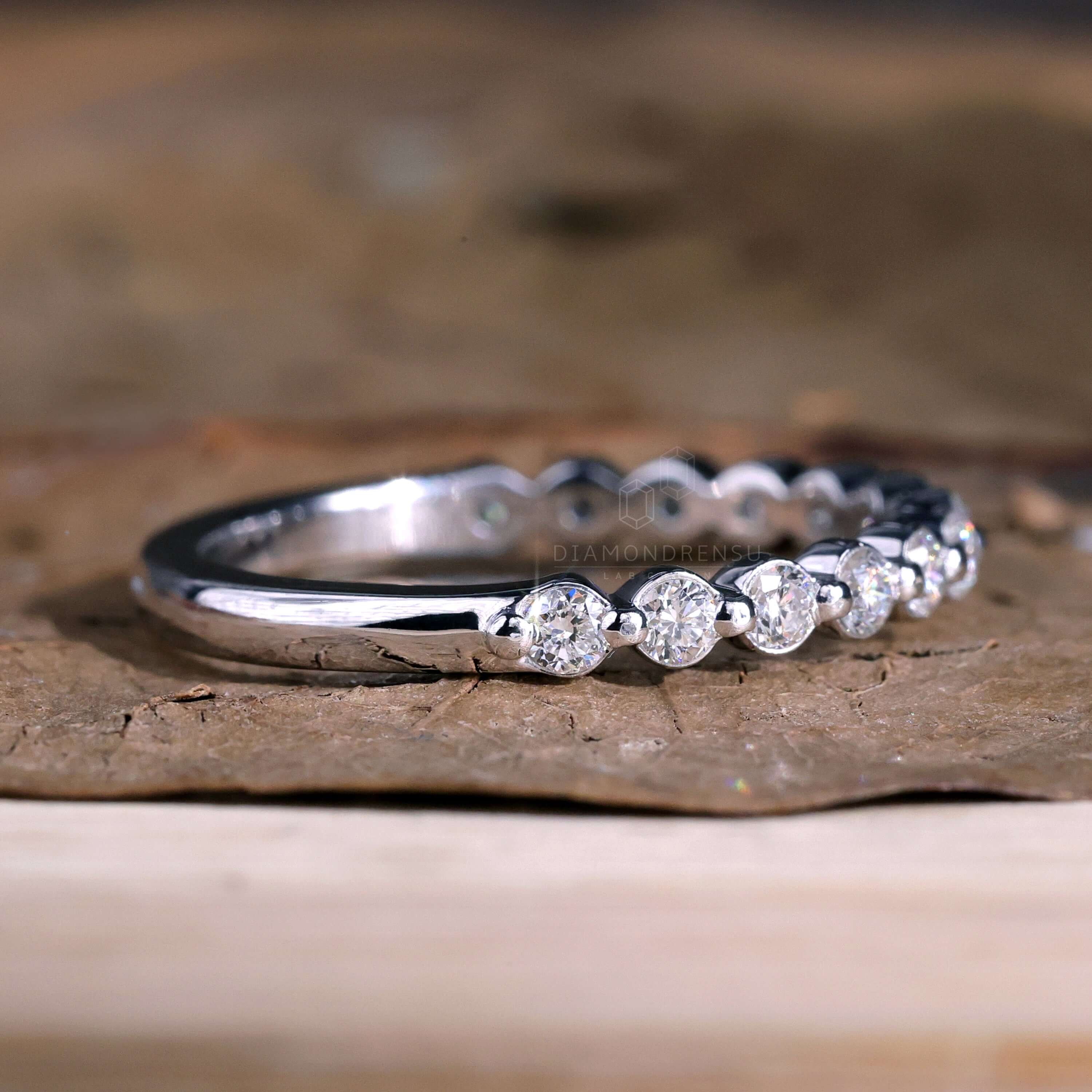 round diamond half eternity wedding band