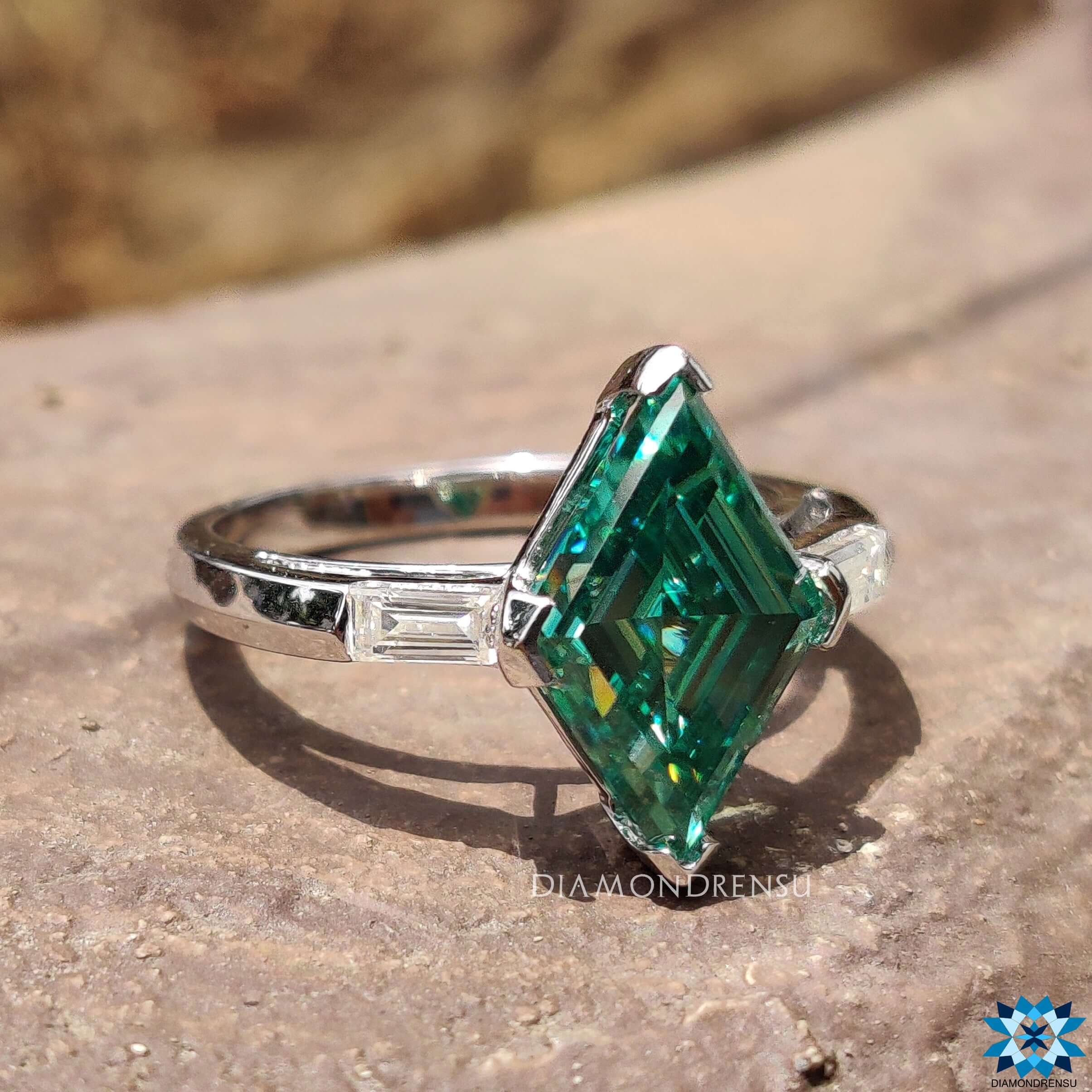 dark green moissanite ring