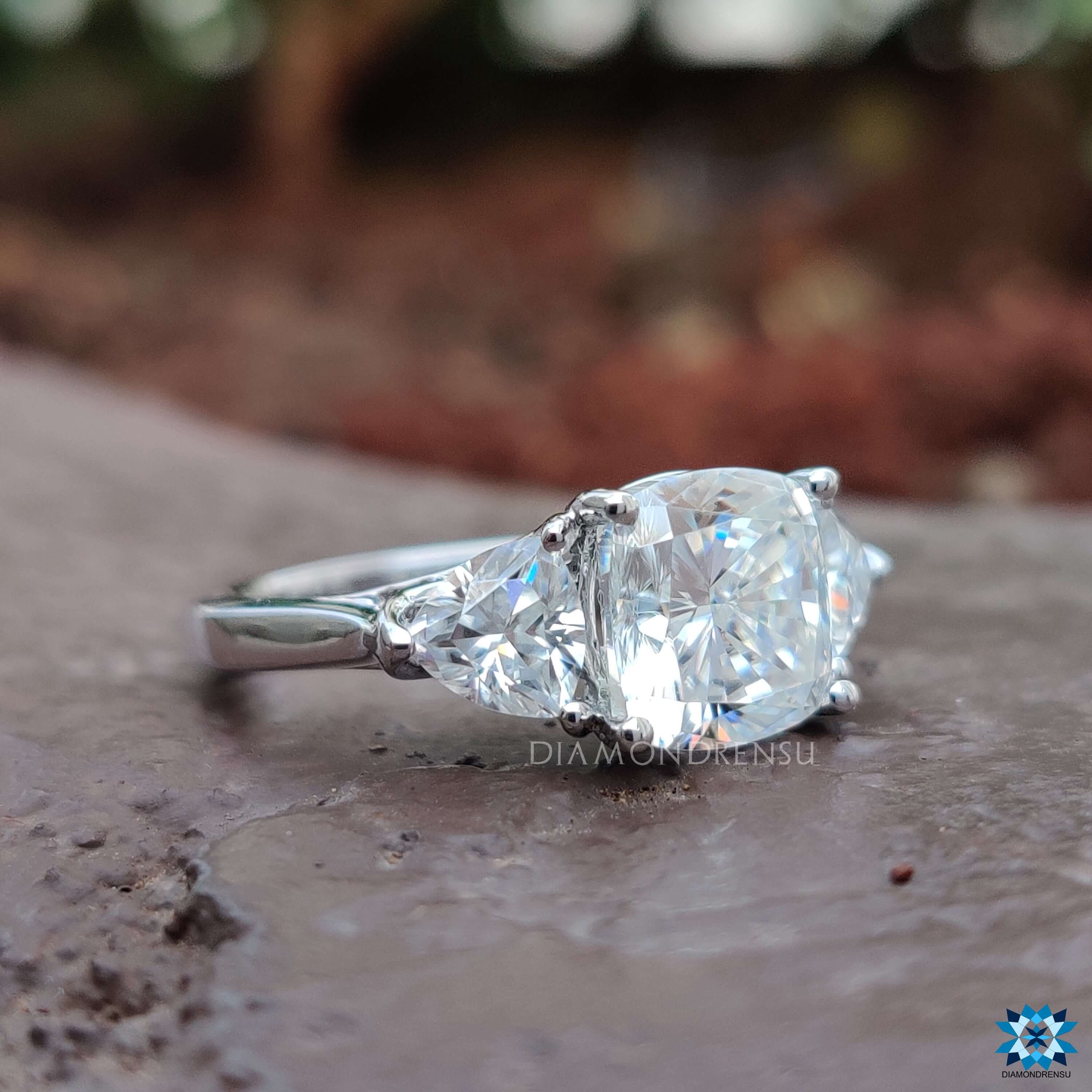 cushion cut moissanite ring - diamondrensu