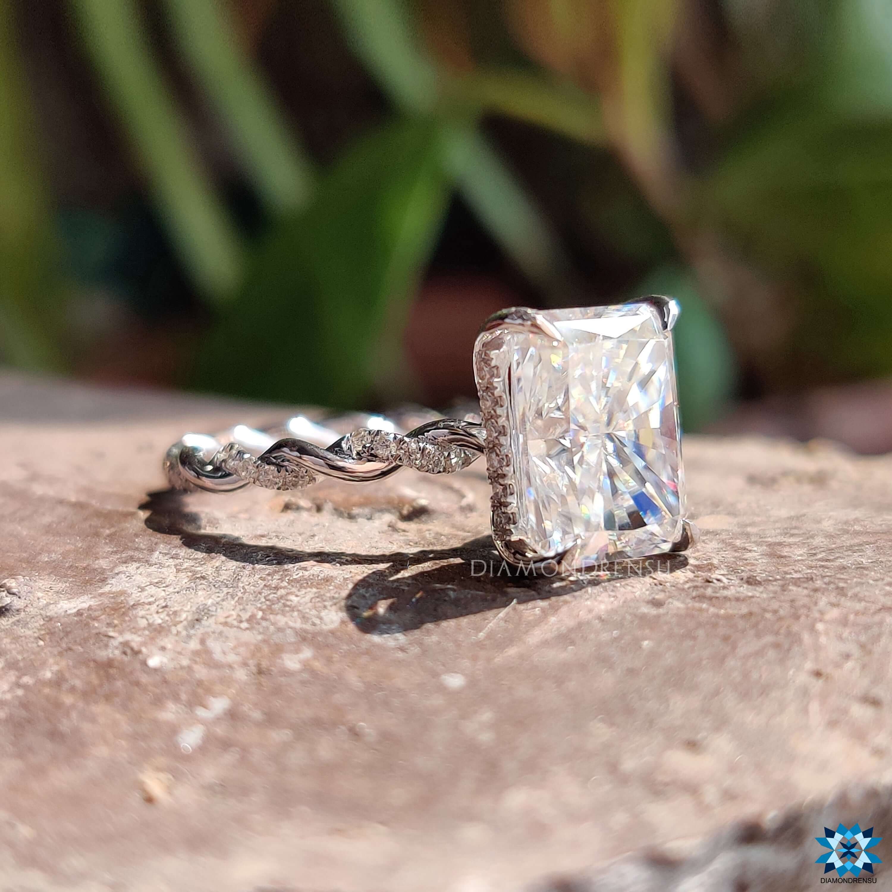 radiant cut moissanite engagement ring - diamondrensu