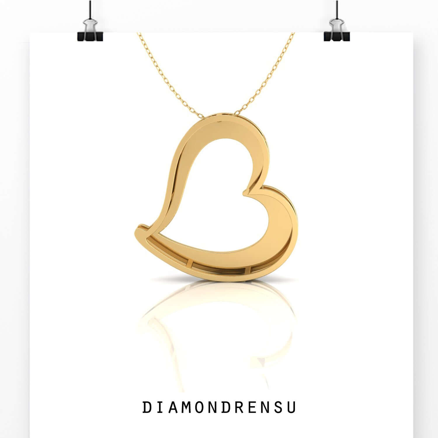 gold heart pendant - diamondrensu