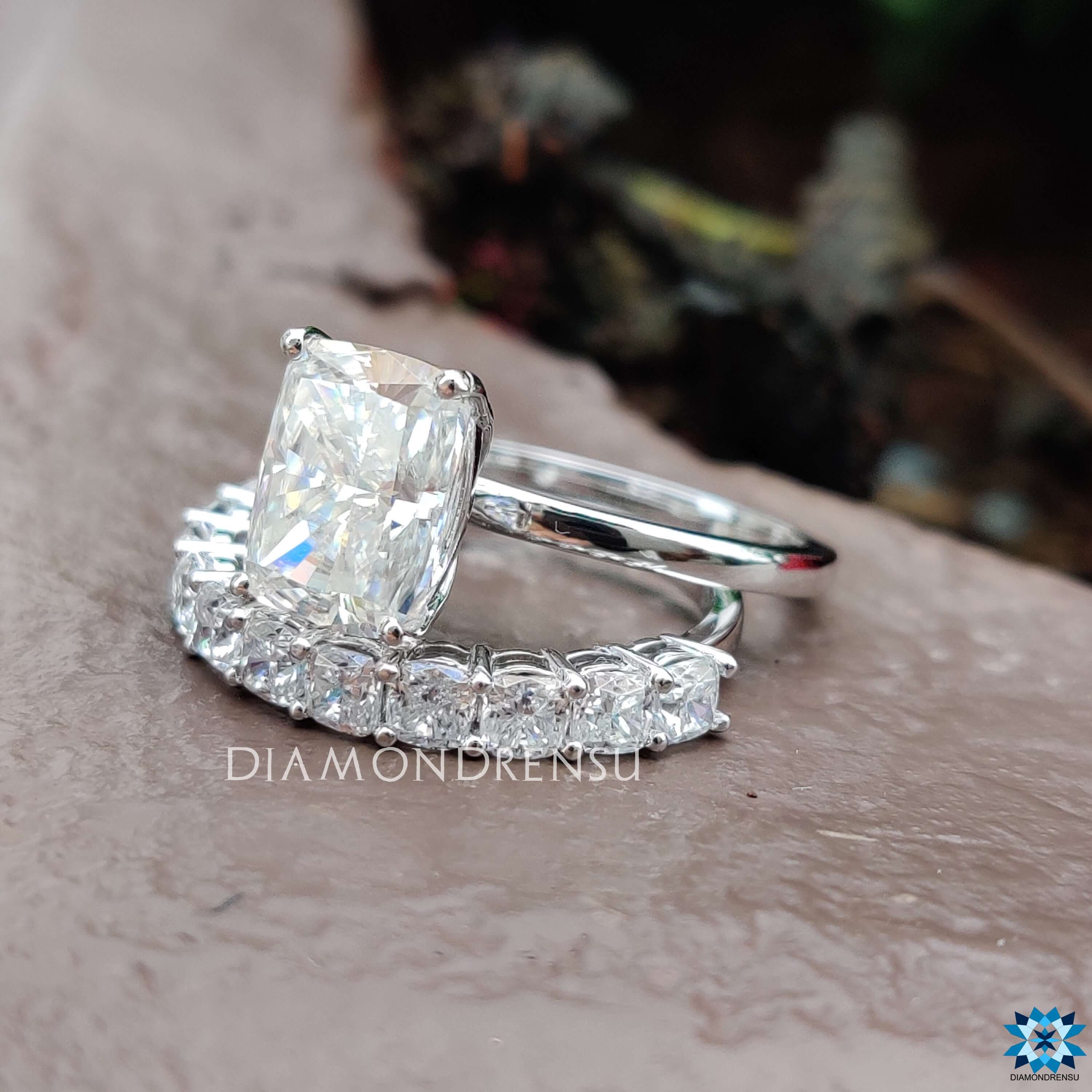 cushion cut moissanite engagement ring - diamondrensu